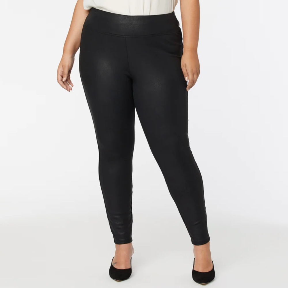 NYDJ Women’s Plus Size Black Coated Legging Pants